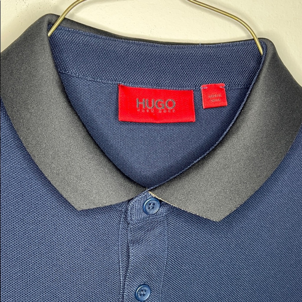HUGO by Hugo Boss Dark Blue Polo Shirt with Black Accents - Picture 2 of 4